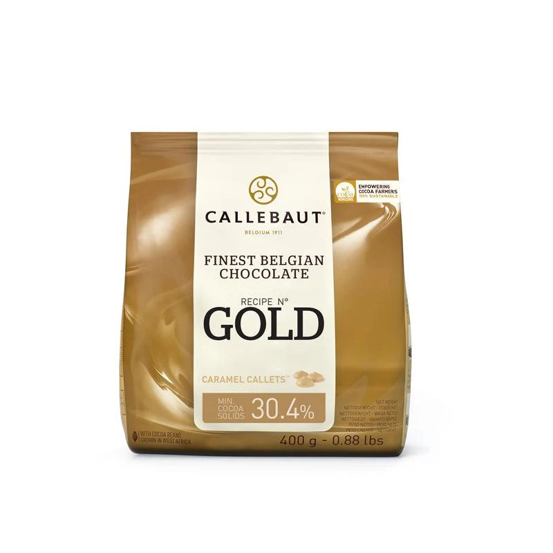 Callebaut Gold Chocolate, White Chocolate with Caramel couverture (400g)