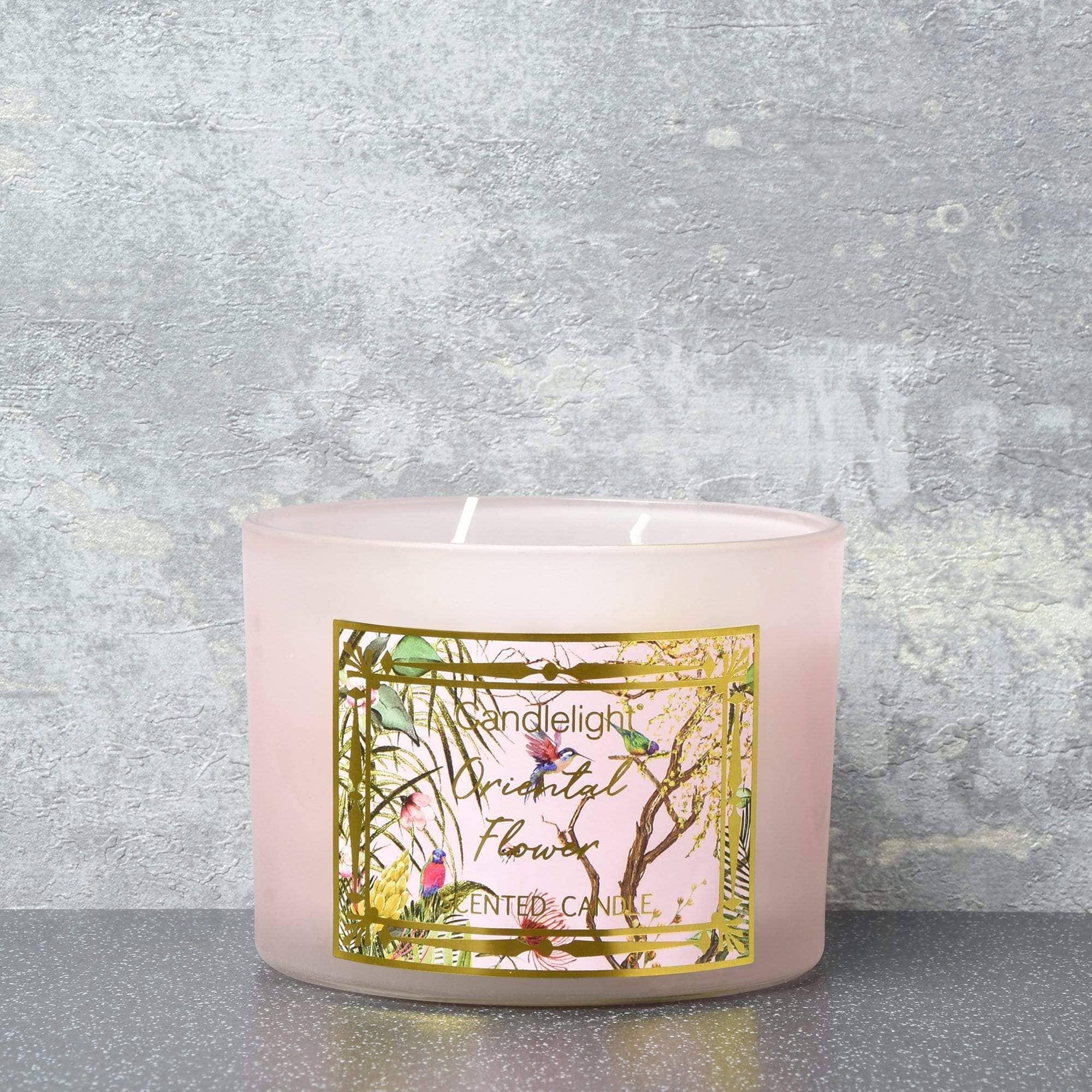 Candlelight 2 Wick Wax Filled Candle Pot Oriental Flower Scent - Image 2