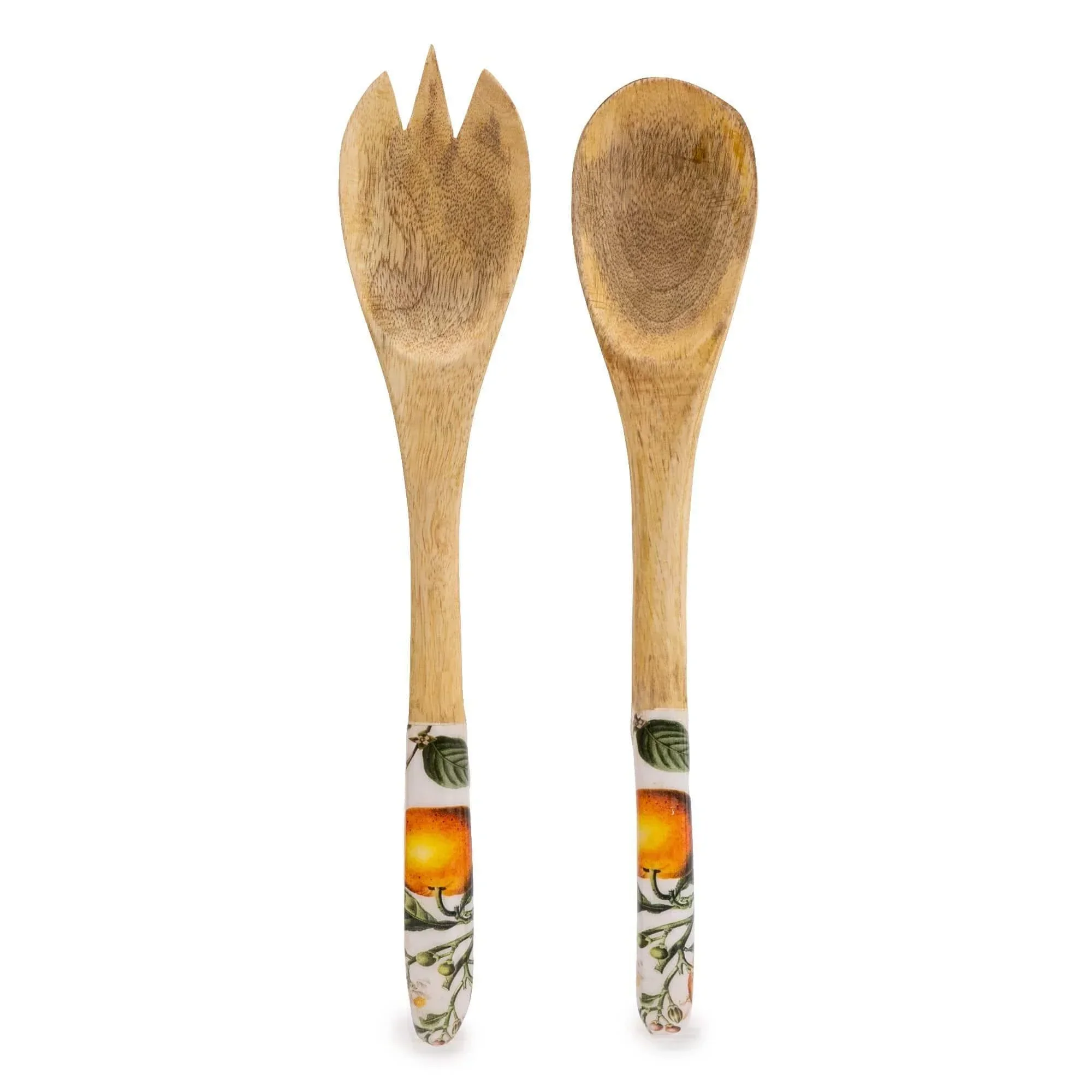 Candlelight Handcrafted Orange Blossom Set of 2 Wooden Fork Spoon