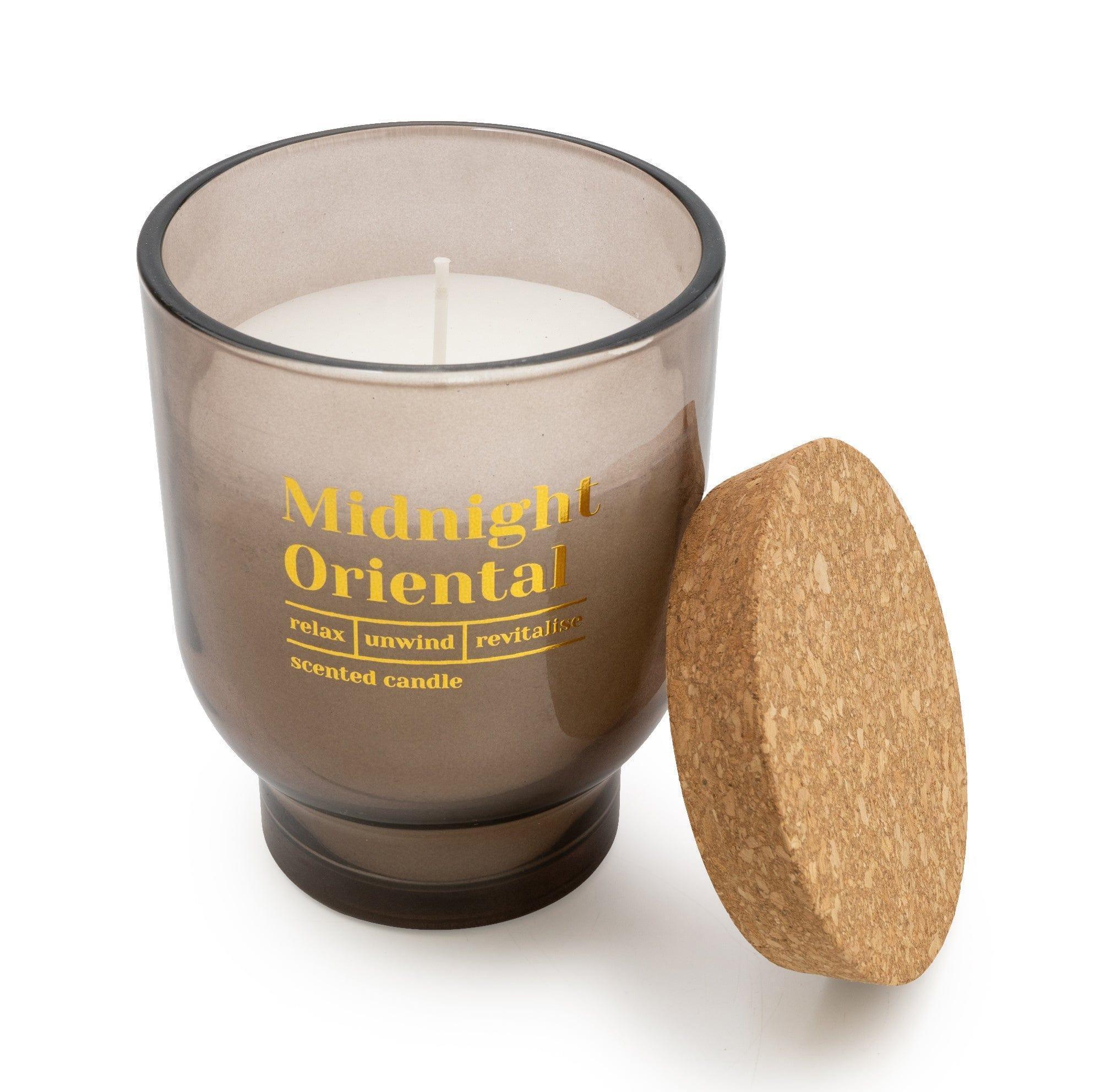 Candlelight Large Black Round Footed Glass Candle Midnight Orient Amber Lily Scent - Image 3