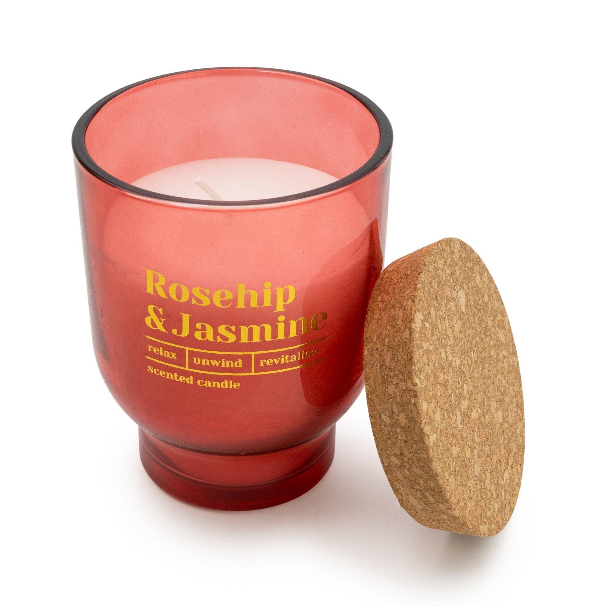 Candlelight Large Red Round Footed Glass Candle Rosehip & Jasmin Honeysuckle Scent - Image 3