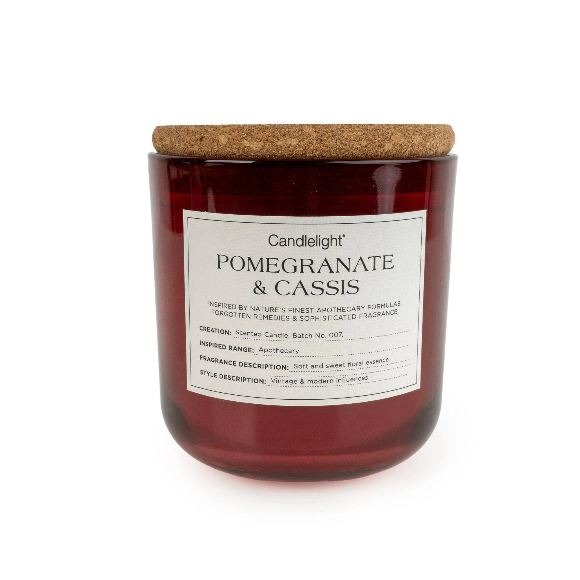 Candlelight Medium Glass Jar Candle - Apothecary Pomegranate and Cassis