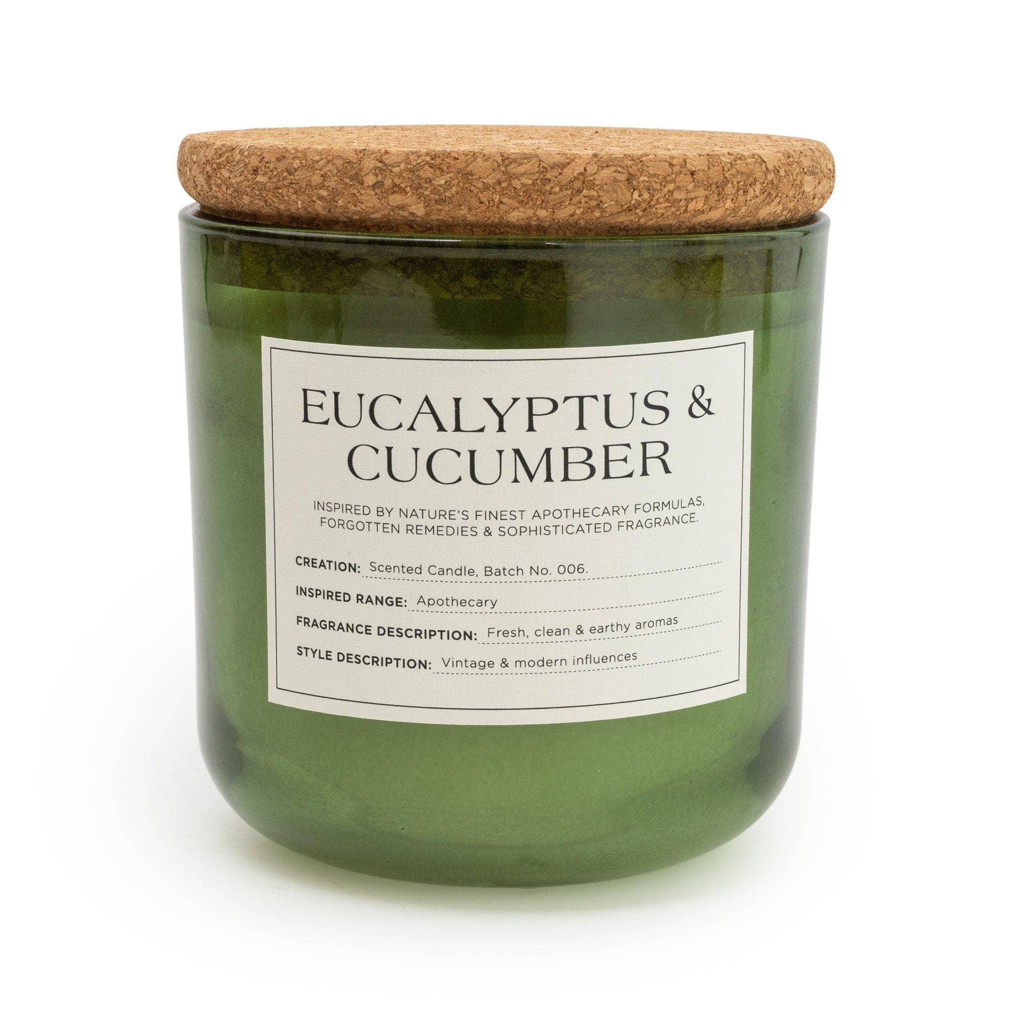 Candlelight Medium Glass Jar with Cork Lid Eucalyptus & Cucumber