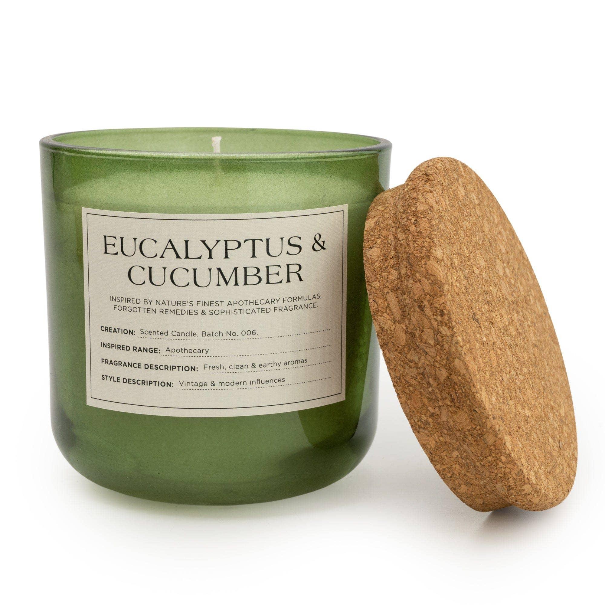 Candlelight Medium Glass Jar with Cork Lid Eucalyptus & Cucumber - Image 2
