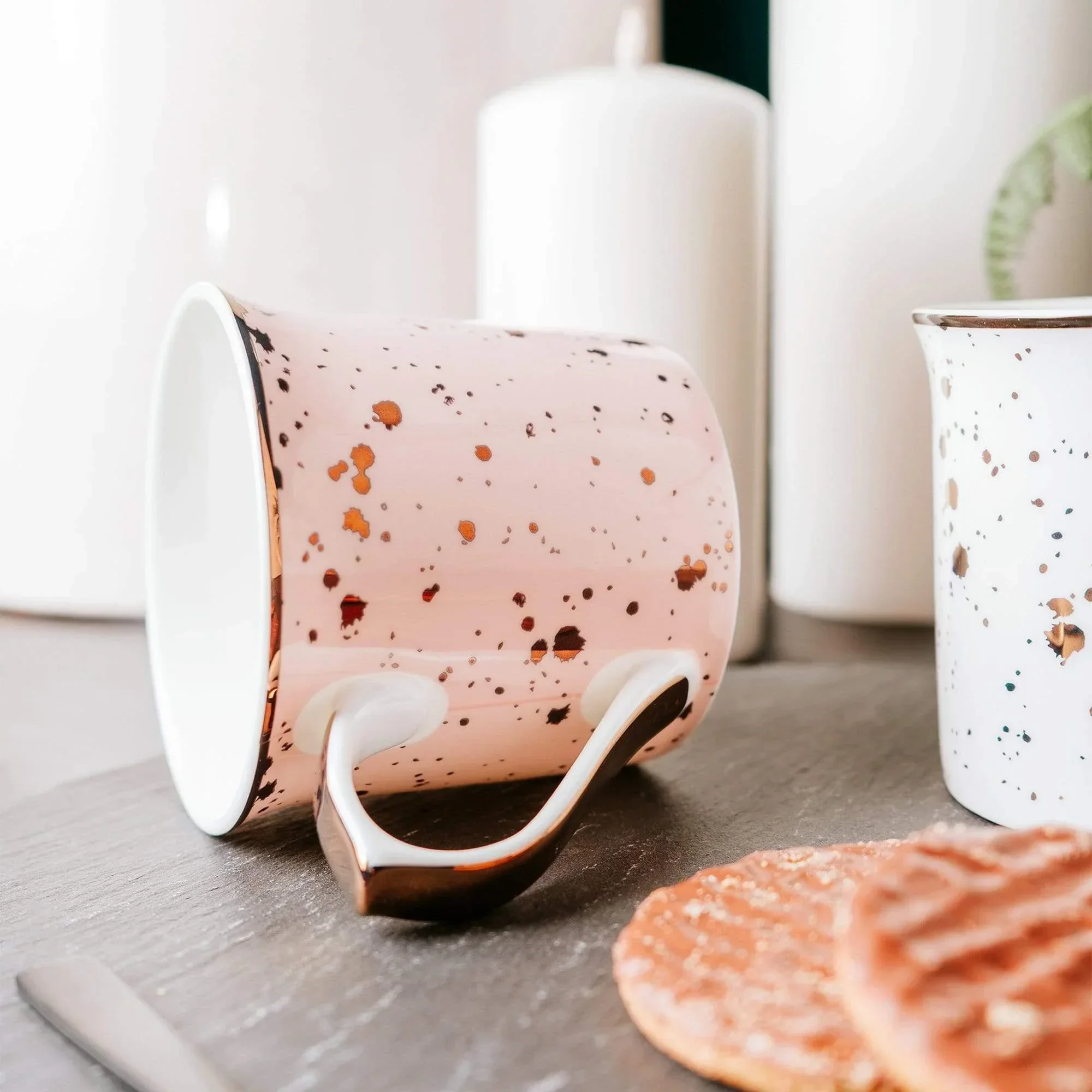 Candlelight Pink and Gold Speckle Mug - Image 3