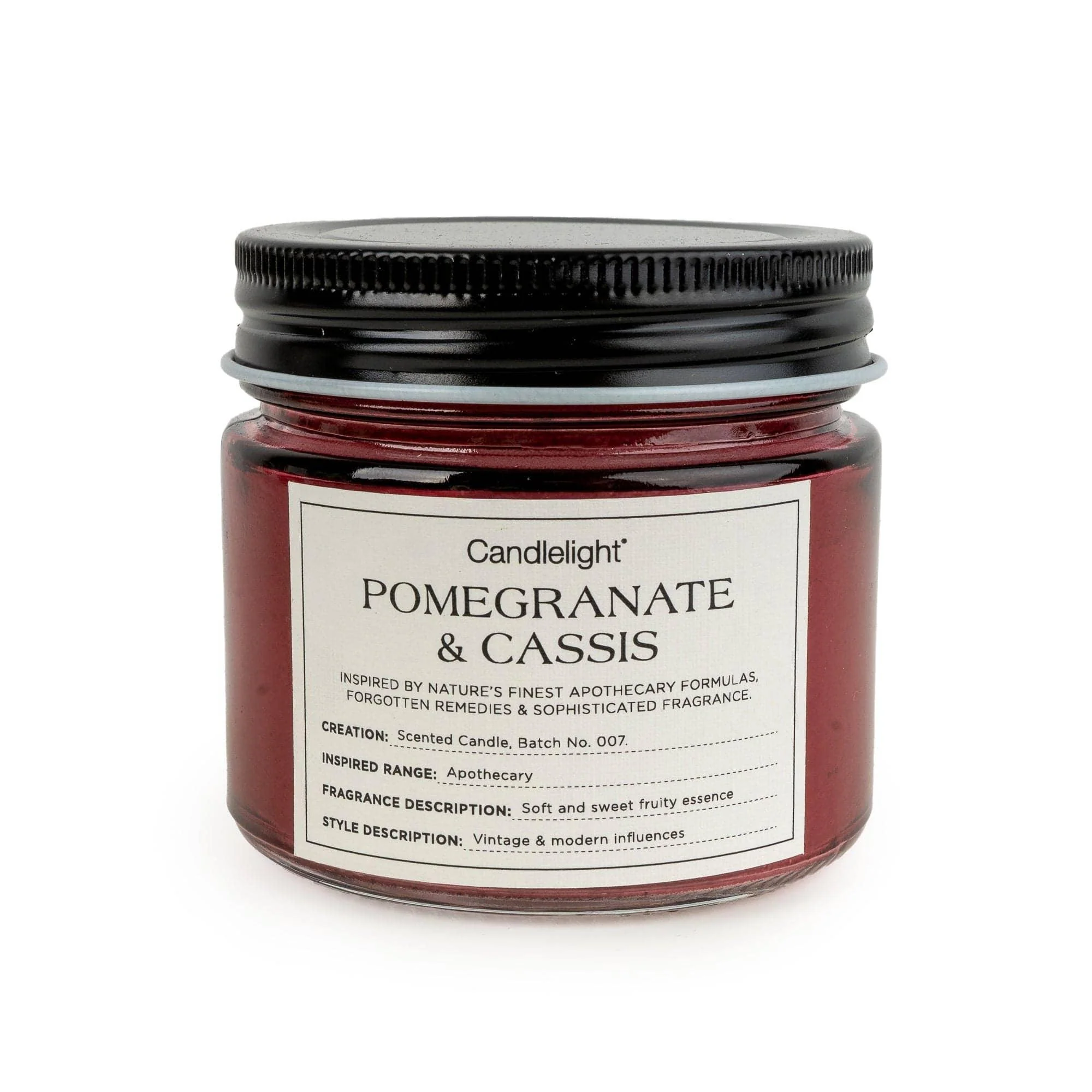 Candlelight Apothecary Pomegranate & Cassis Small Glass Jar Candle