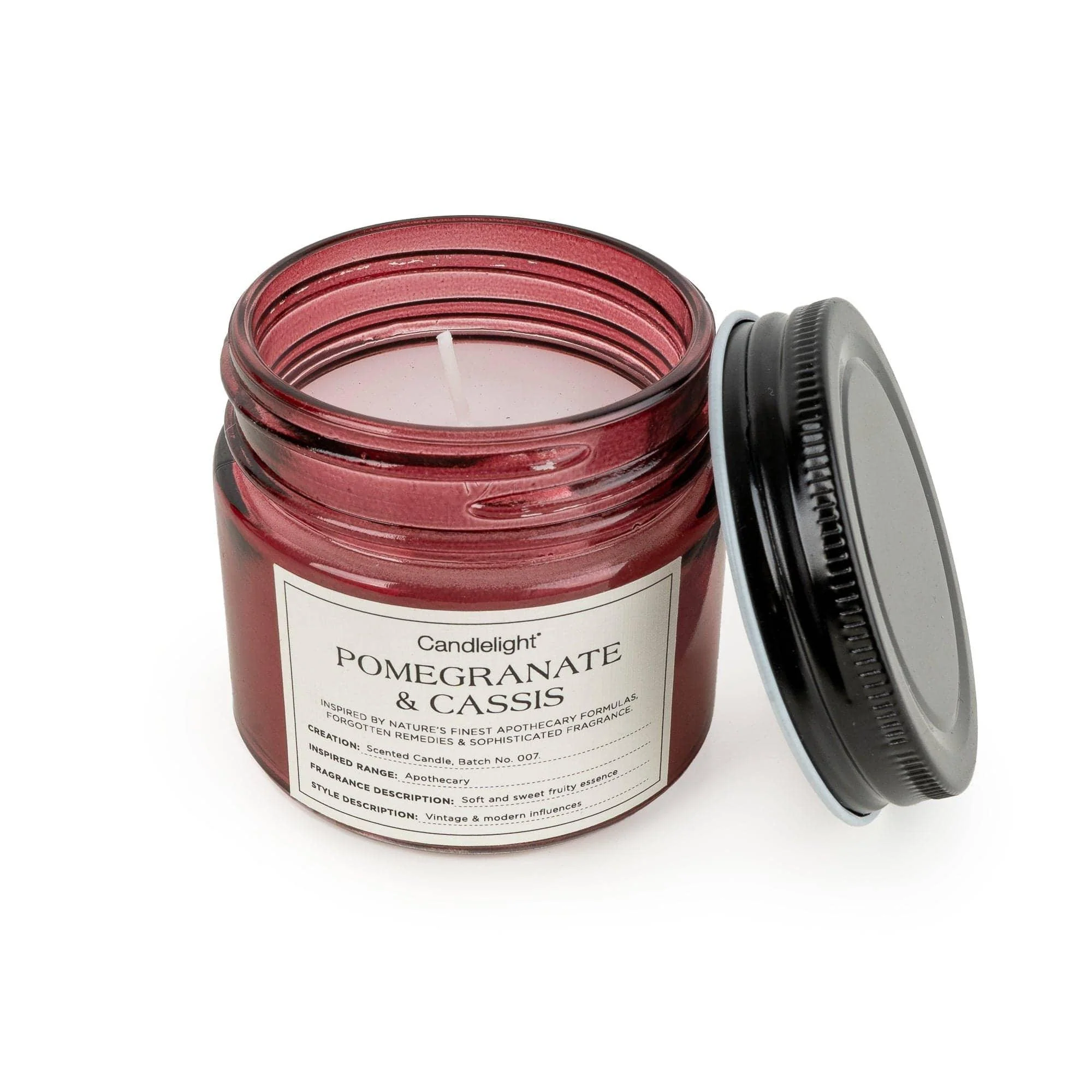 Candlelight Apothecary Pomegranate & Cassis Small Glass Jar Candle - Image 2