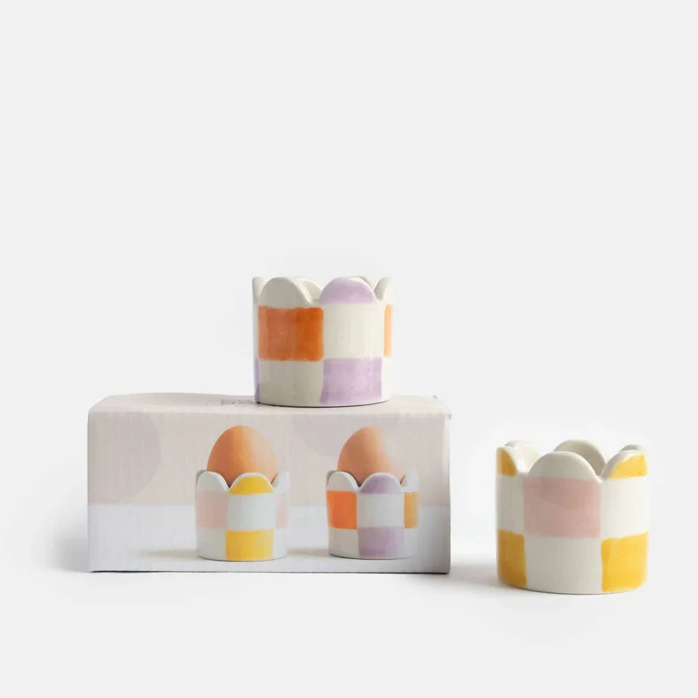 Caroline Gardner Multi-Check Egg Cups (Set of 2) - Image 3