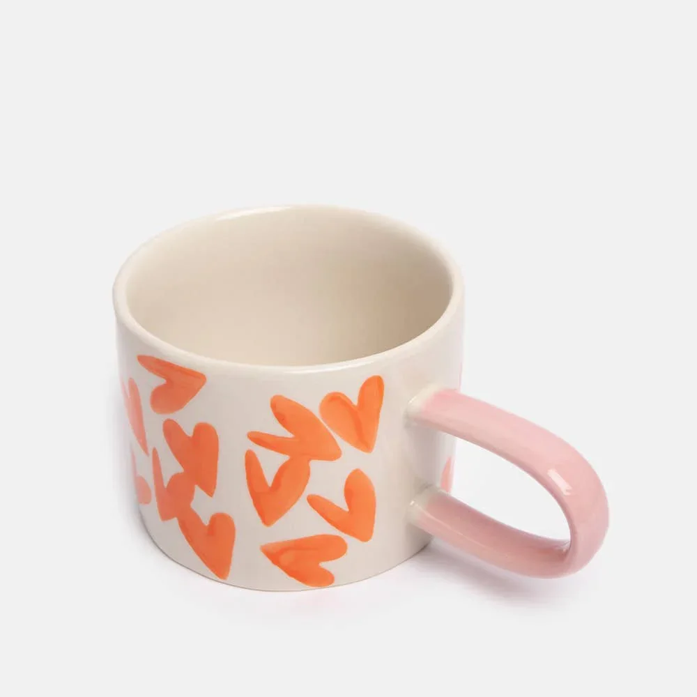 Caroline Gardner Orange Hearts Ceramic Mug - Image 2