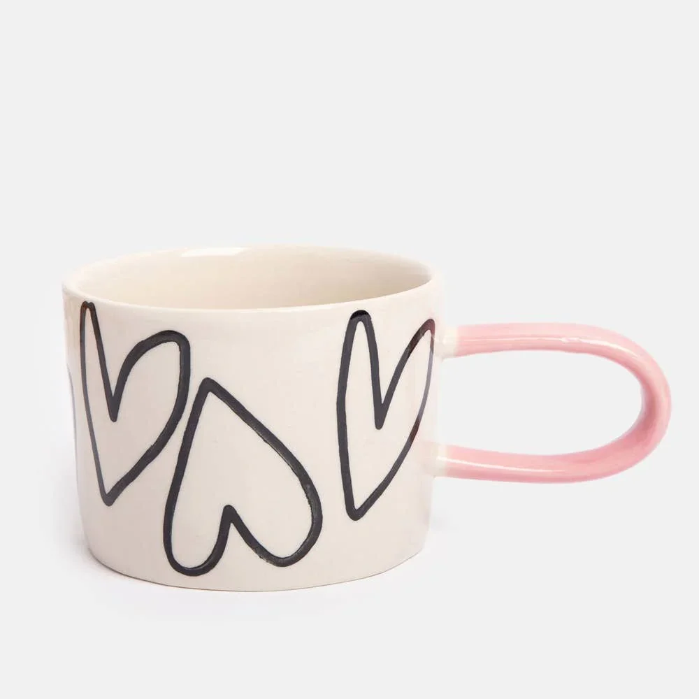 Caroline Gardner Outline Hearts Ceramic Mug
