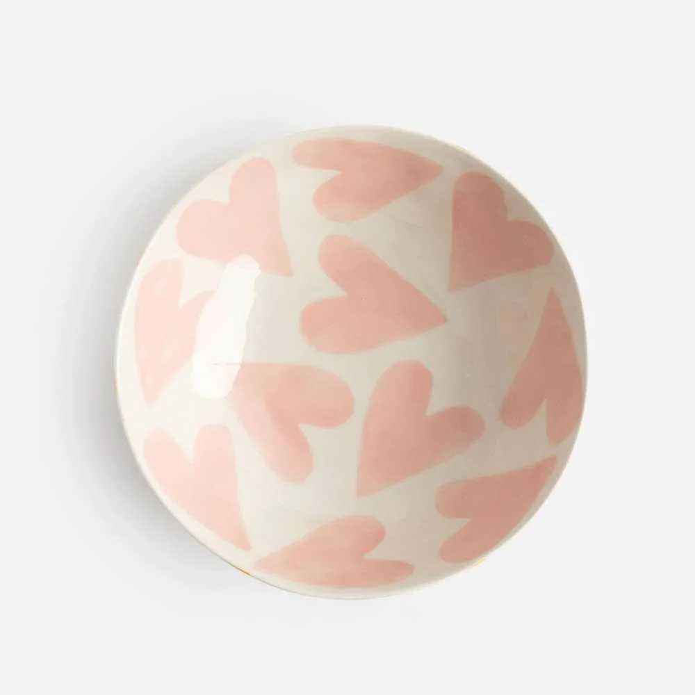 Caroline Gardner Pink Hearts Stoneware Bowl - Image 2