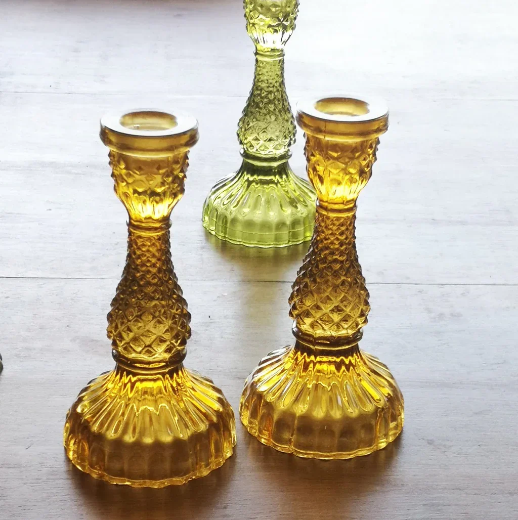 Casa Verde Glass Candlestick Tilda Amber (8x16cm) - Image 2