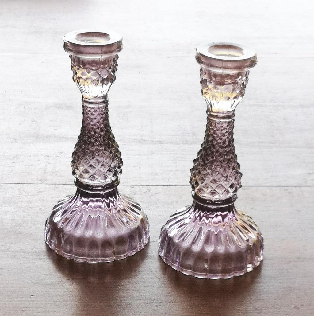 Casa Verde Glass Candlestick Tilda Heather (8x16cm)