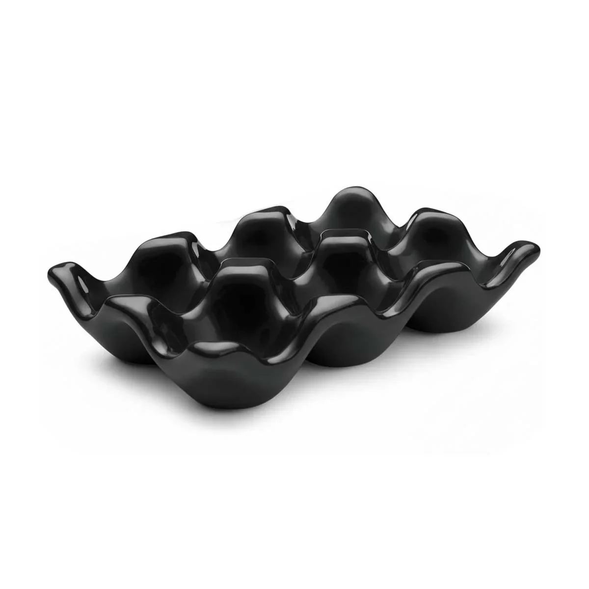 Ceramic Egg Holder Tray 6-Slot Modern Kitchen Storage - Black