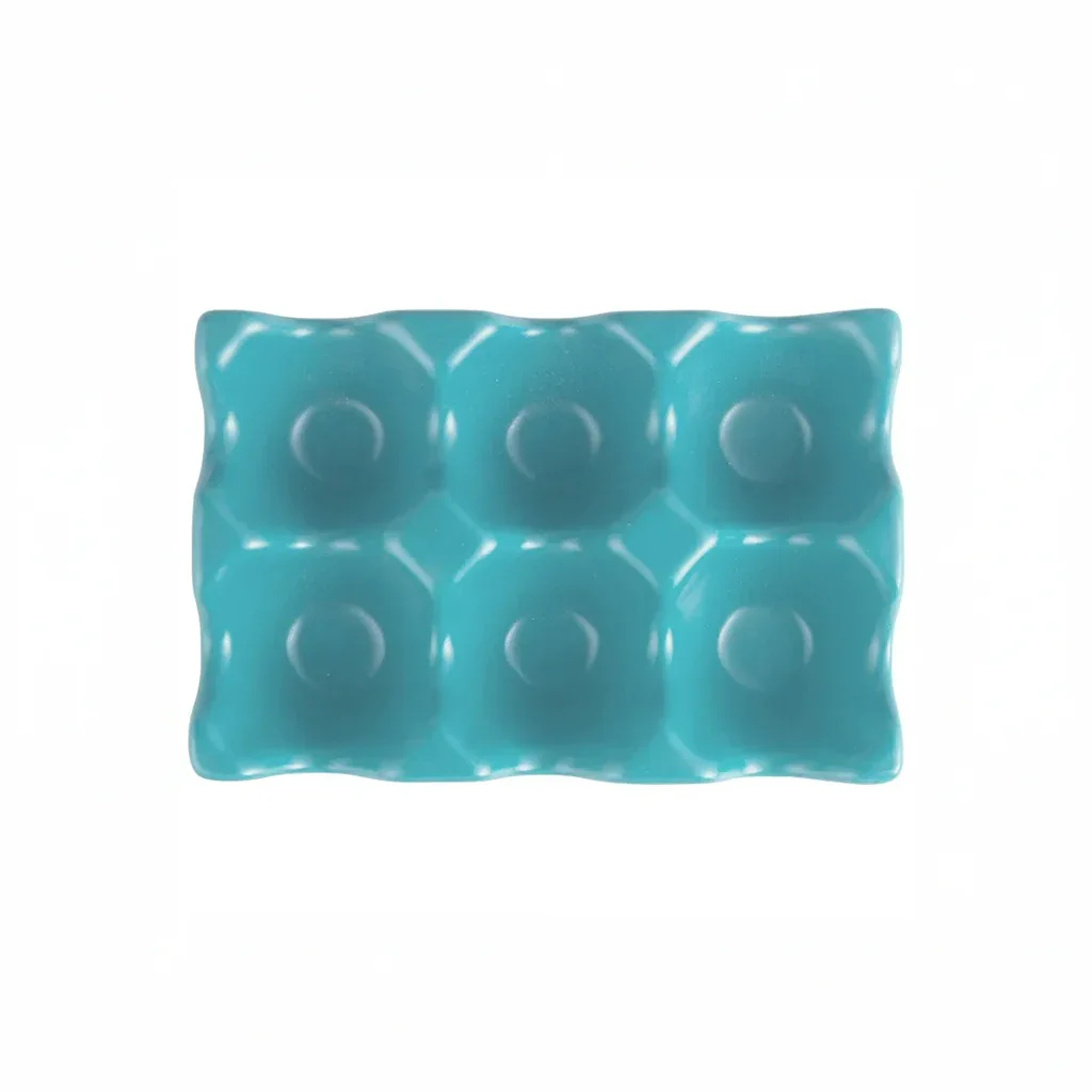 Ceramic Egg Holder Tray 6-Slot Modern Kitchen Storage - Sky Blue - Image 2