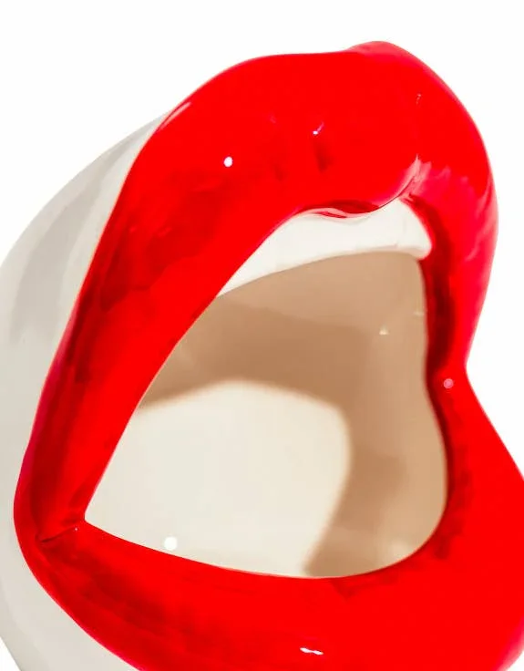 Ceramic Open-Mouthed Red Lips Storage Jar - Image 3