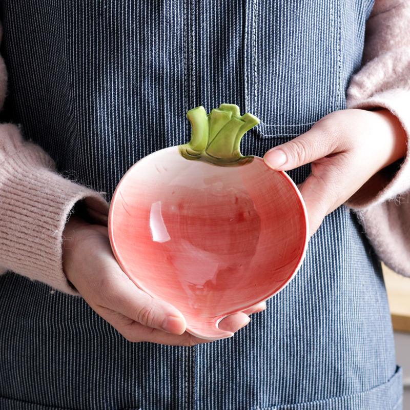 Ceramic Vegetable Shape Serving Dish - Red Radish - Image 2