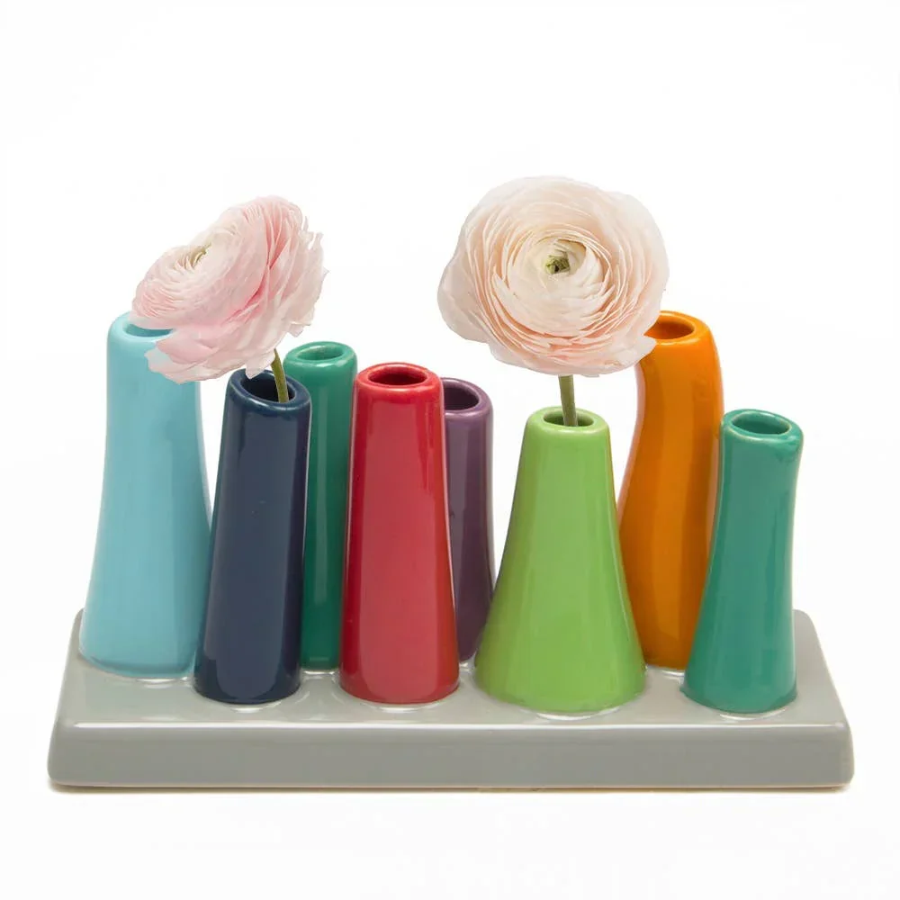 Chive - Pooley - Glazed Ceramic Single Stem Bud Vase - Red - Image 8