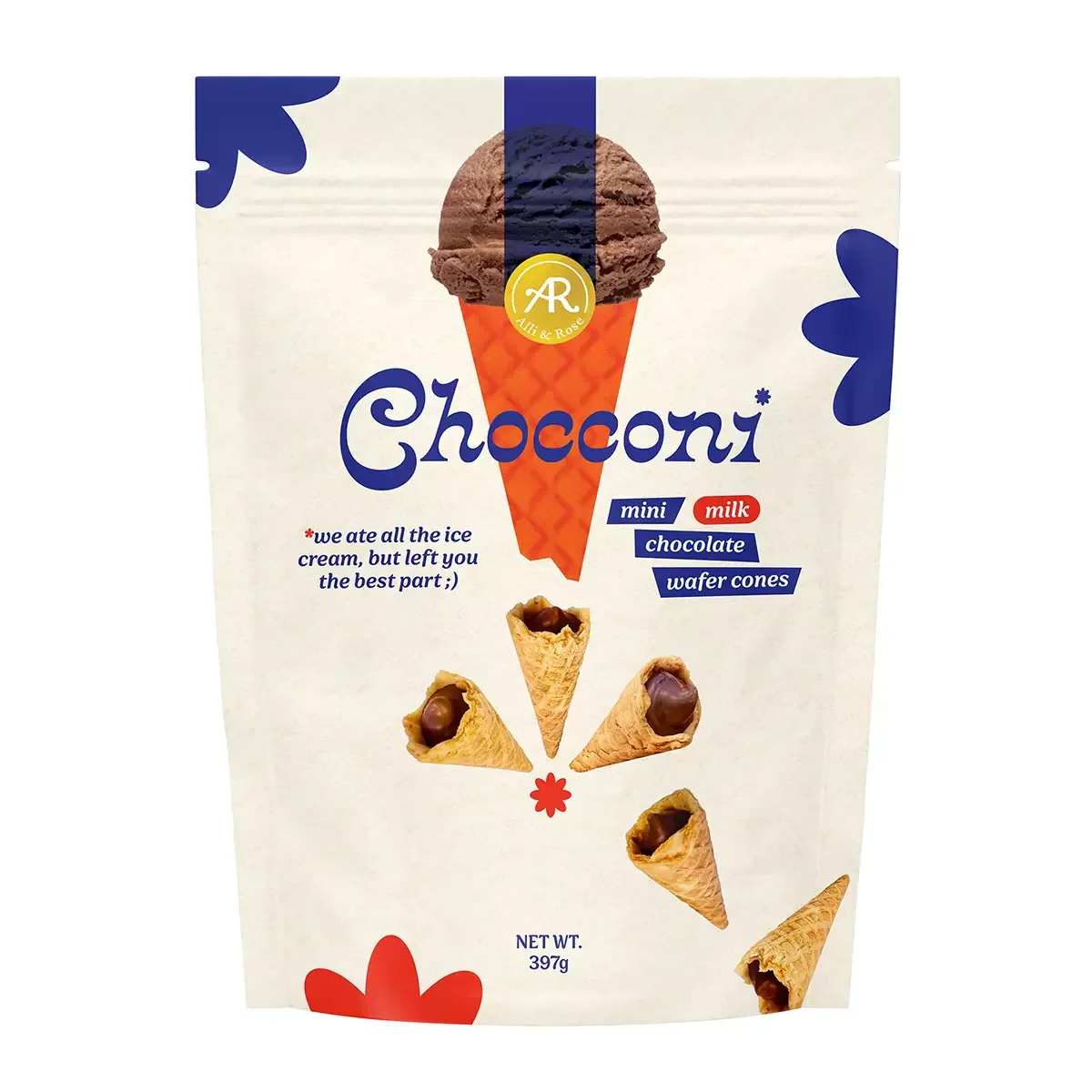 Chocconi Mini Milk Chocolate Wafer Cones (397g)