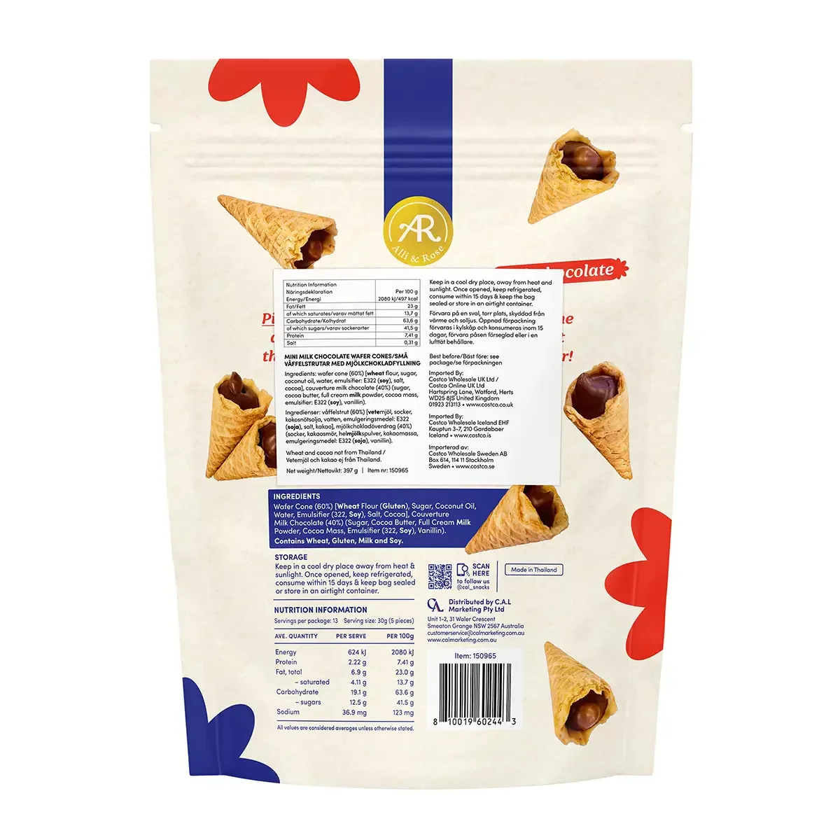 Chocconi Mini Milk Chocolate Wafer Cones (397g) - Image 2