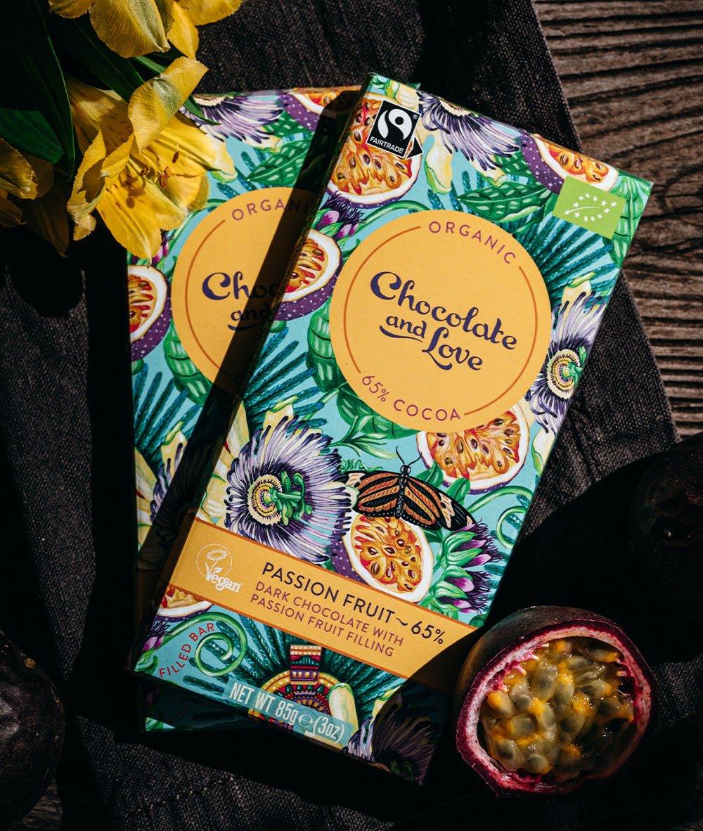 Chocolate And Love Dark chocolate With Passion Fruit Filling Bar (80g) - Image 3