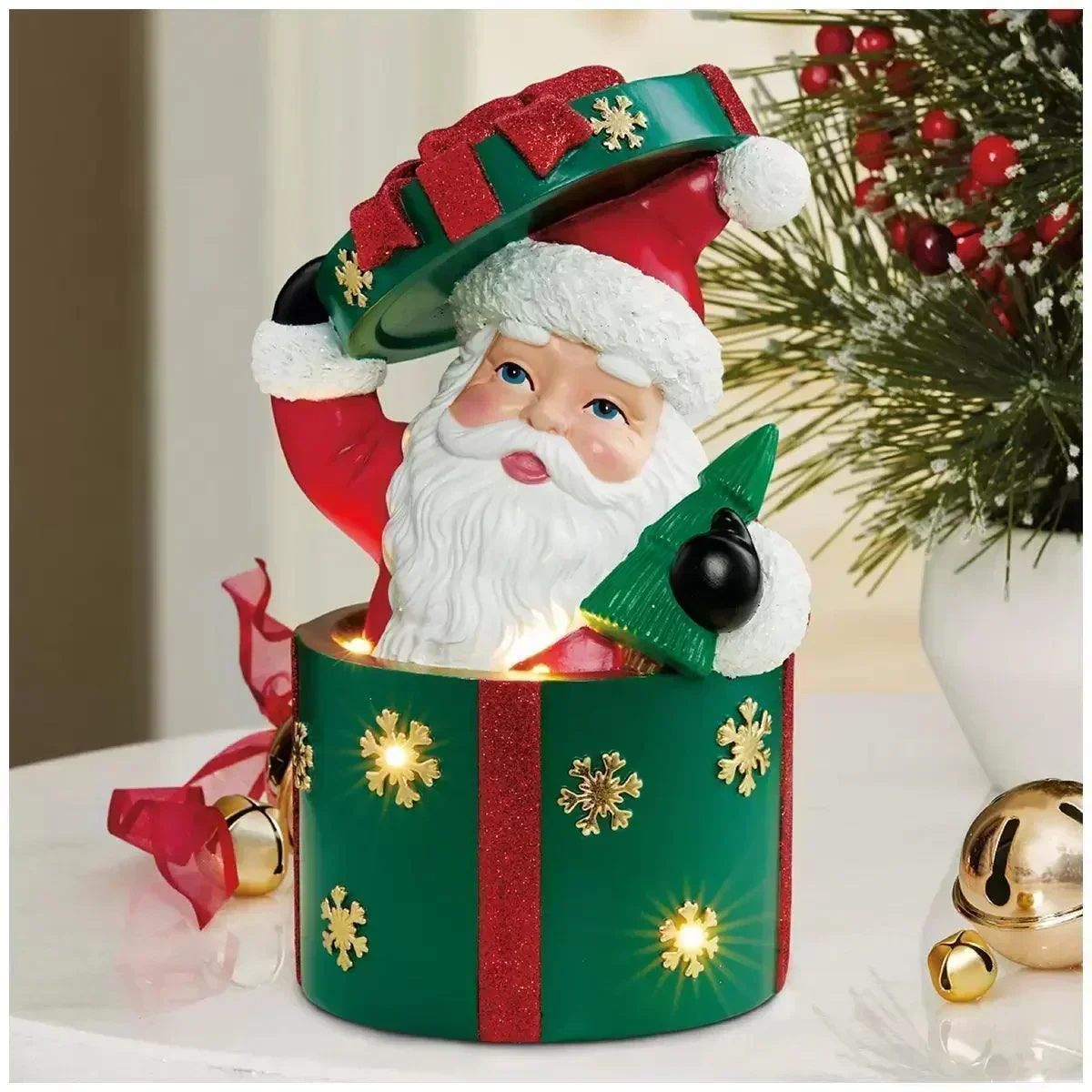 Christmas Present Figurines with LED Lights - Santa - Image 2