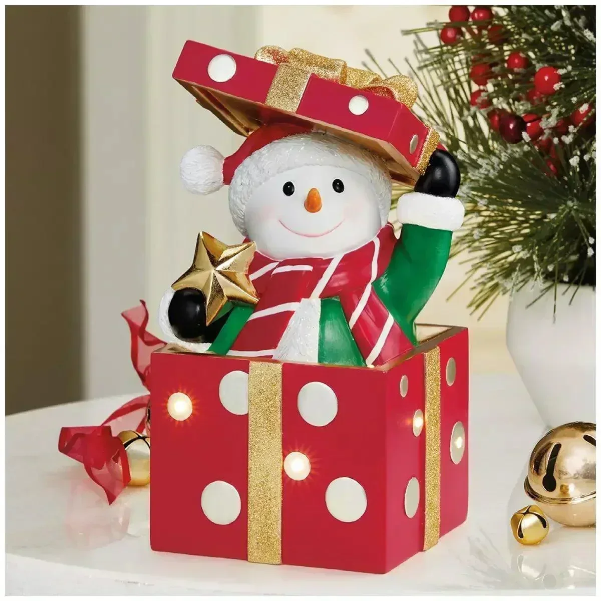 Christmas Present Figurines with LED Lights - Snowman - Image 2