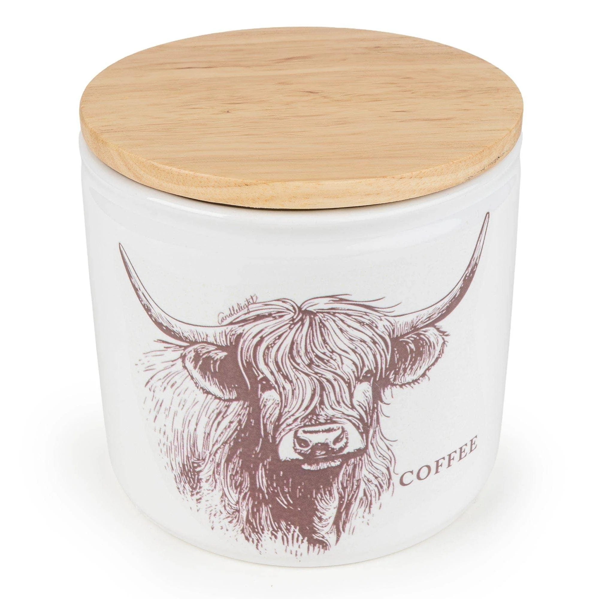 Candlelight Coffee Storage Jar with Wooden Lid - Highland Cow - Image 2