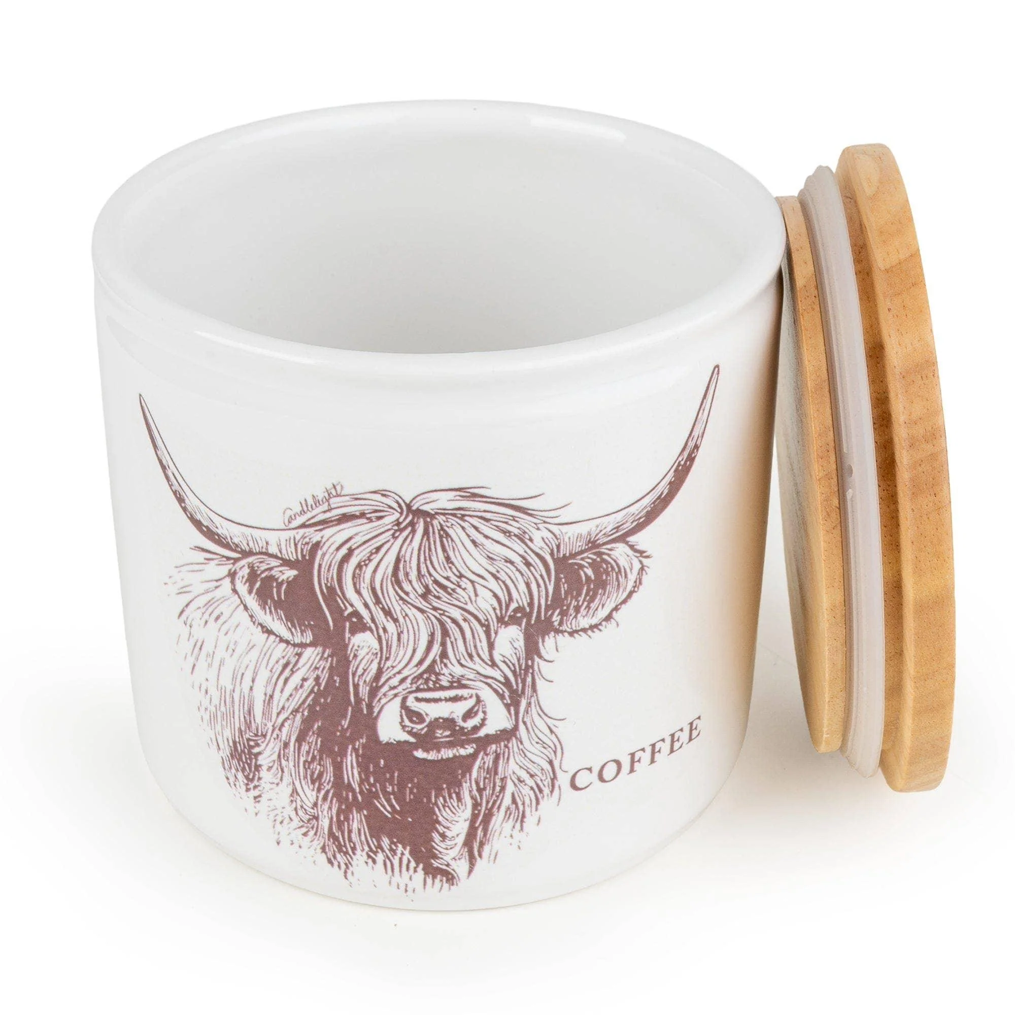 Candlelight Coffee Storage Jar with Wooden Lid - Highland Cow - Image 3