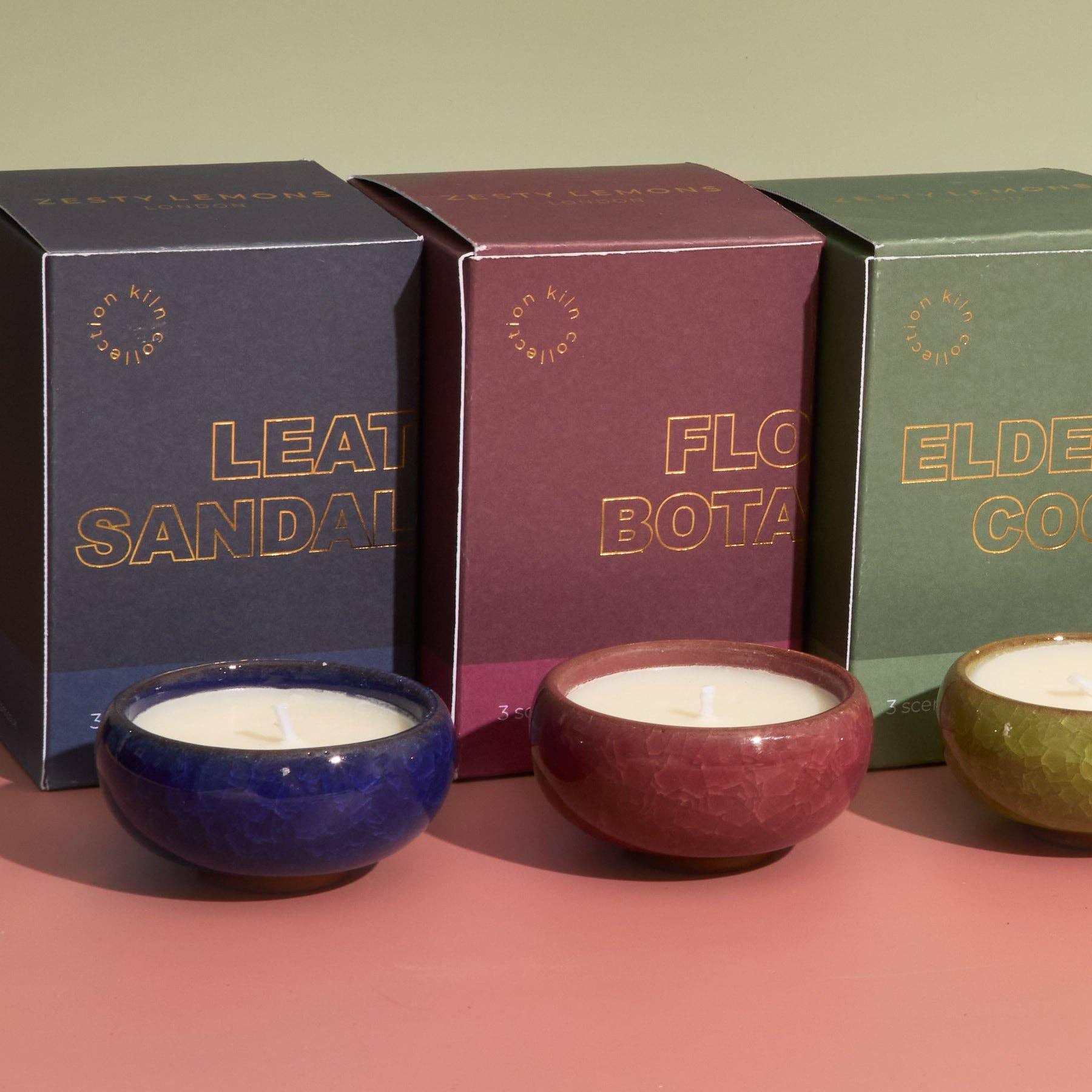 Zesty Lemons Contemporary Kiln Navy Tea Lights - Leather & Sandalwood - Image 6
