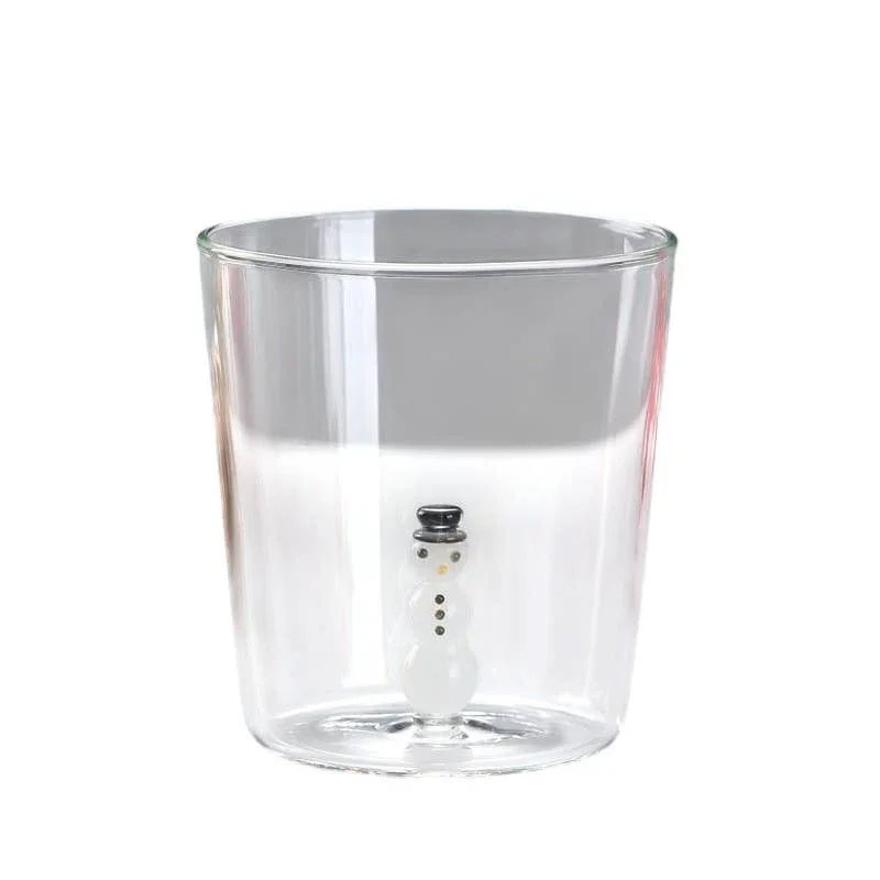 Creative Christmas Glass Cups - 3D Santa Claus & Snowman - Blue Gift Box - Image 5