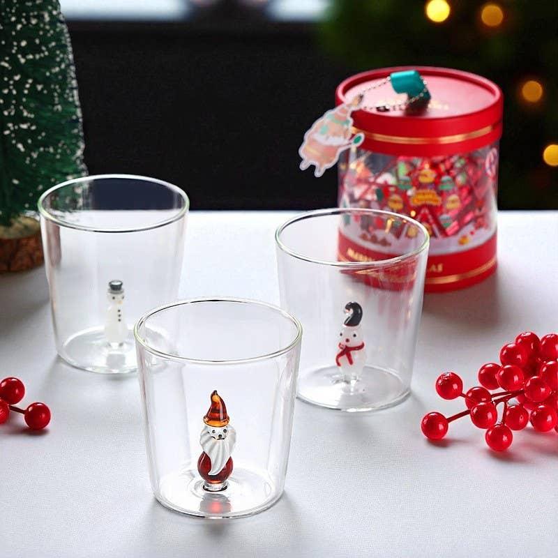 Creative Christmas Glass Cups - Red Snowman - Image 2