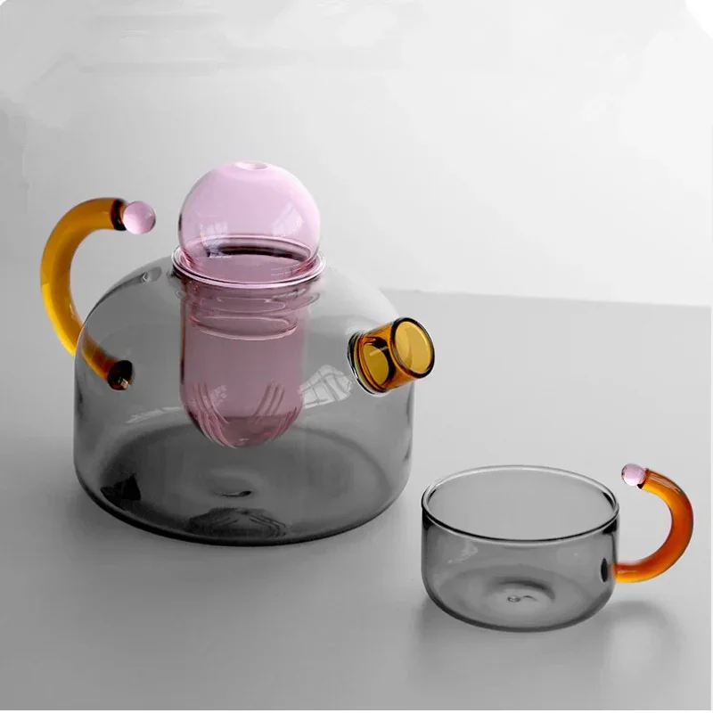 Creative Color Contrast High Temperature Resistant Glass Cup - Grey - Image 2