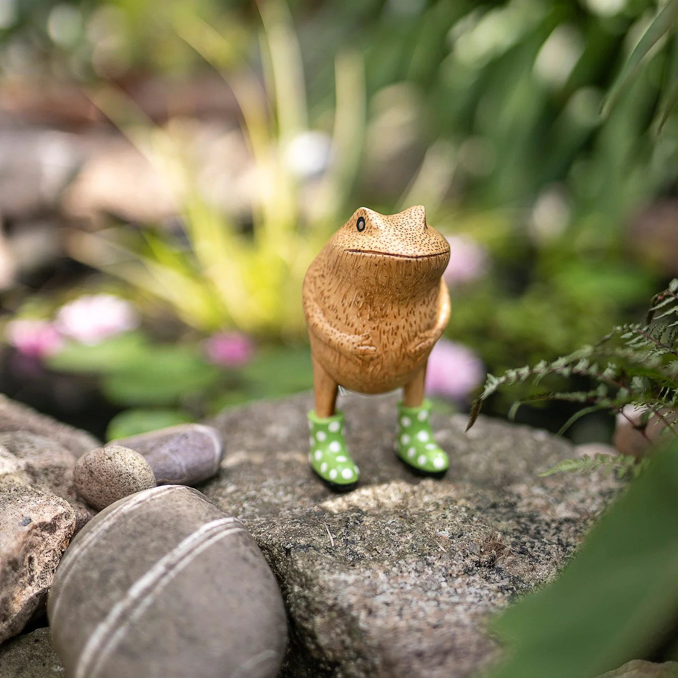 DCUK Jolly Frogs, Spotty Welly Boots Charming Handcrafted - Green - Image 4