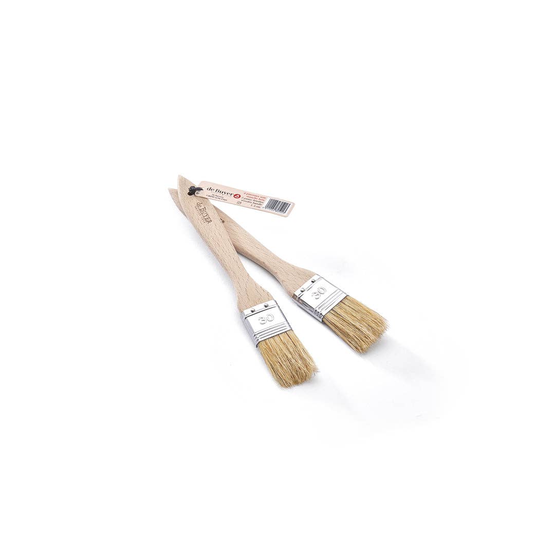 De Buyer 2pc Set Wooden Pastry Brushes (40mm) - Image 2