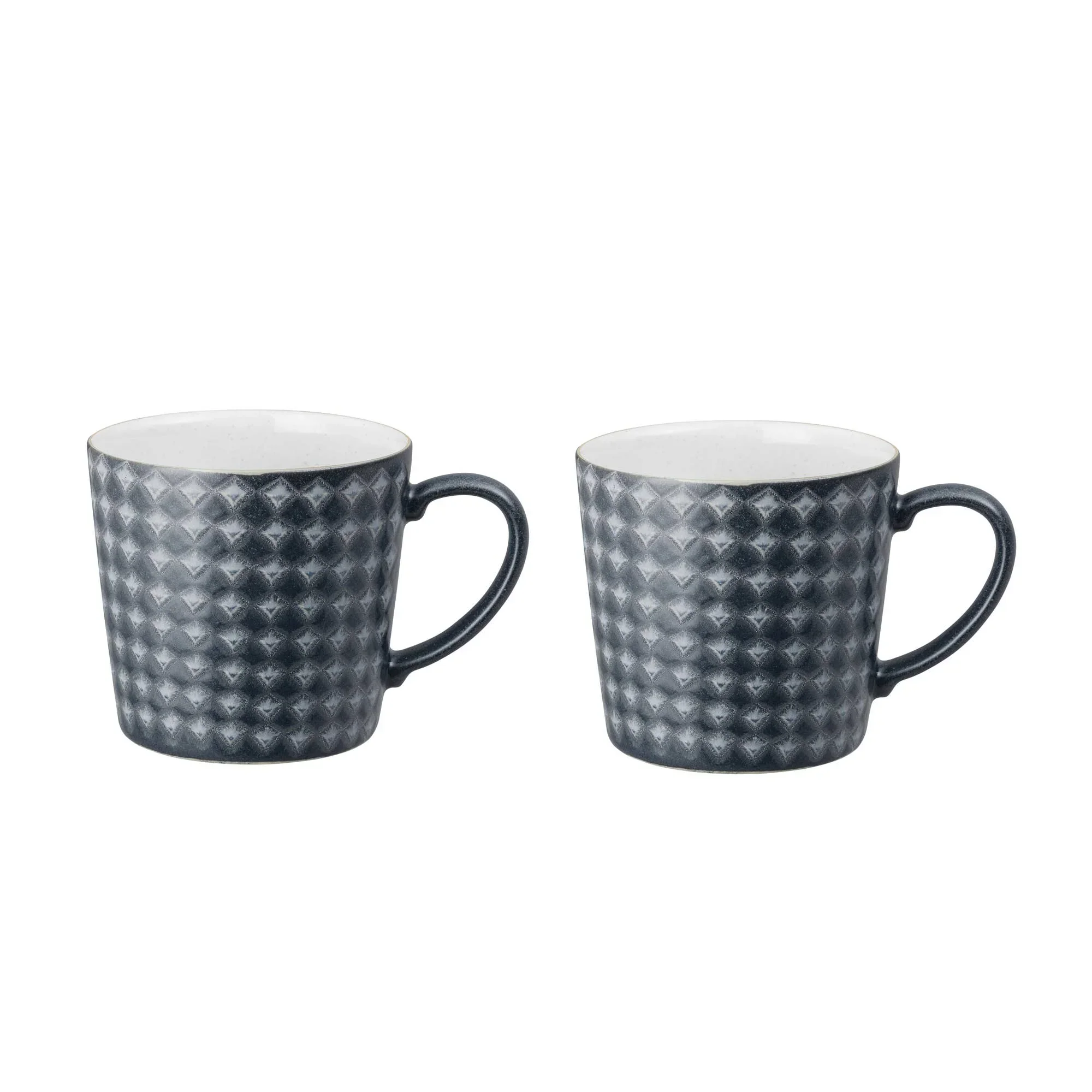 Denby Stoneware Impression Charcoal Blue Diamond Mugs (Set of 2)