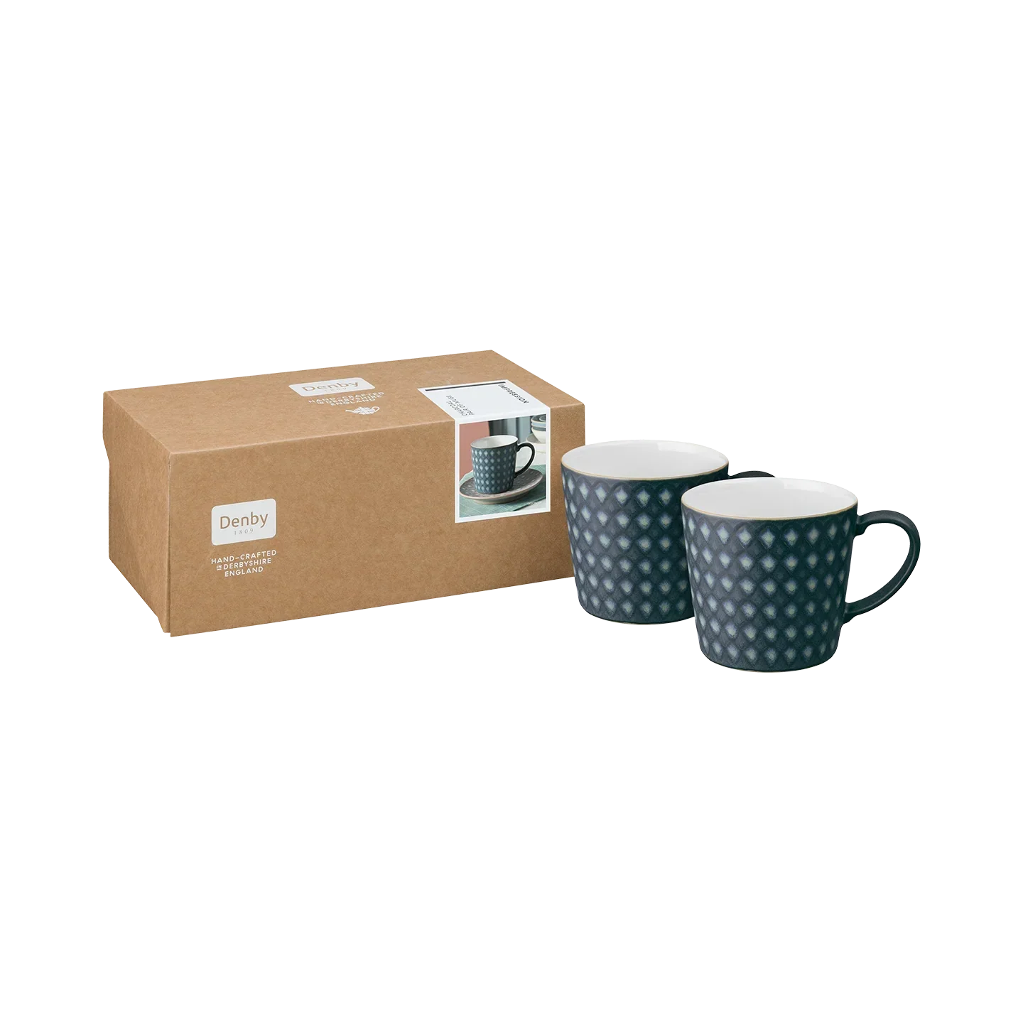 Denby Stoneware Impression Charcoal Blue Diamond Mugs (Set of 2) - Image 3
