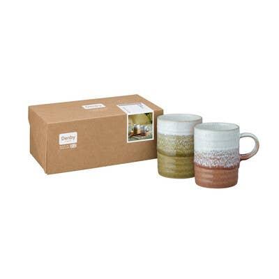 Denby Stoneware Kiln Accents Set of 2 Ridged Mugs - Ochre & Rust - Image 2
