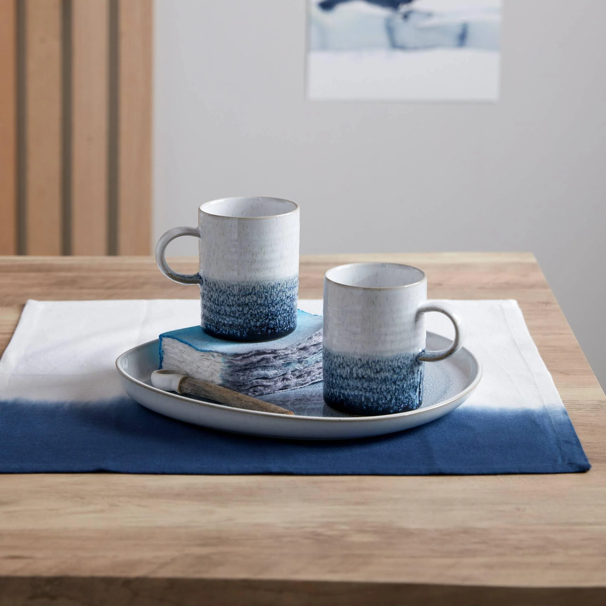Denby Stoneware Kiln Blue Ridged Mugs - Set of 2 - Image 3
