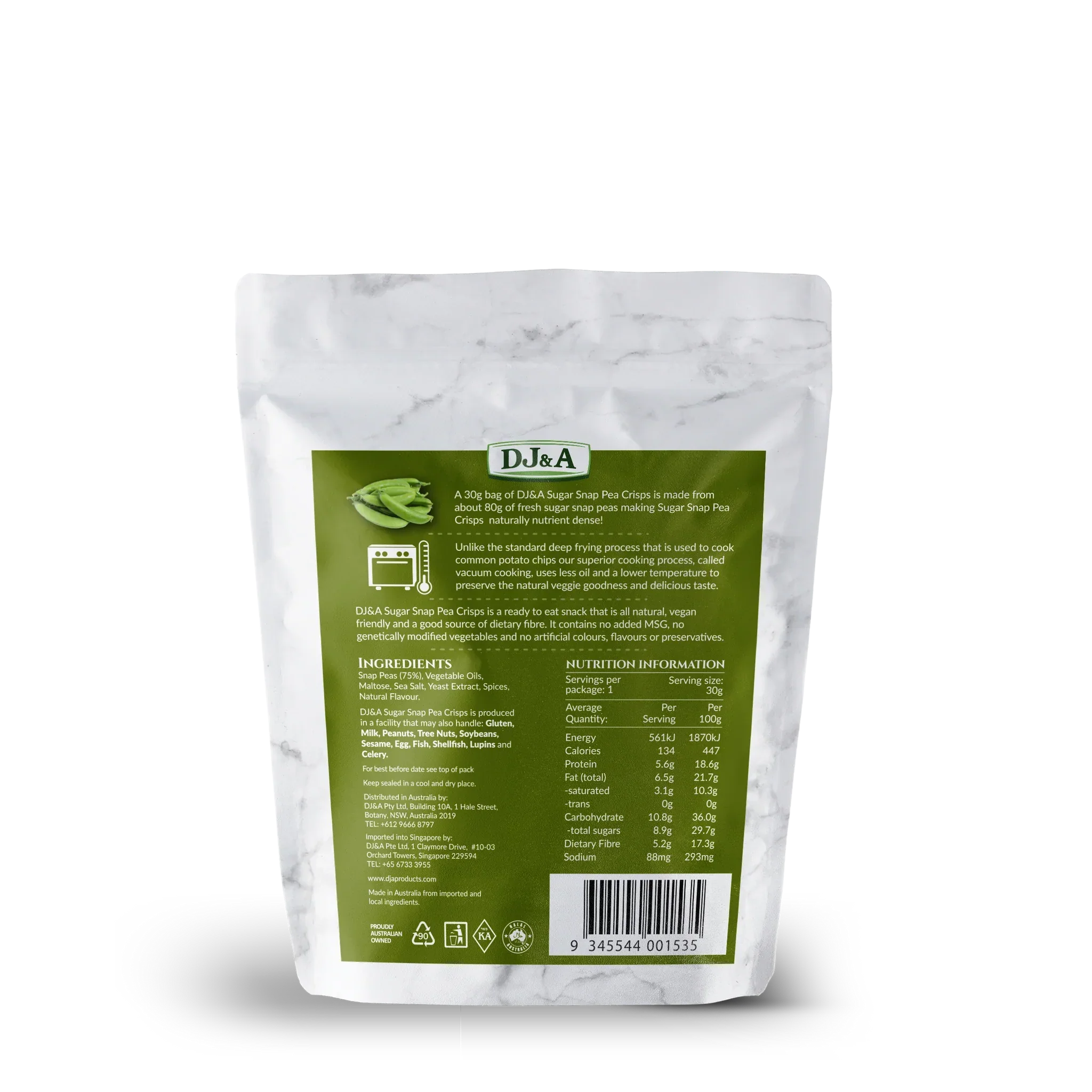 DJ&A Sugar Snap Pea Crisps (30g) - Image 2