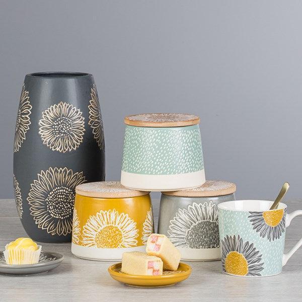 DMD Artisan Flower Grey Canister with Bamboo Lid - Image 4