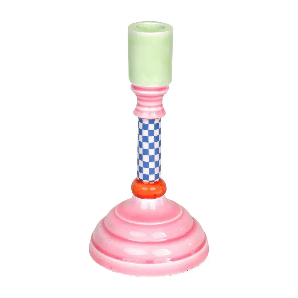 Enamel Candle Holder - Chequered (18cm)