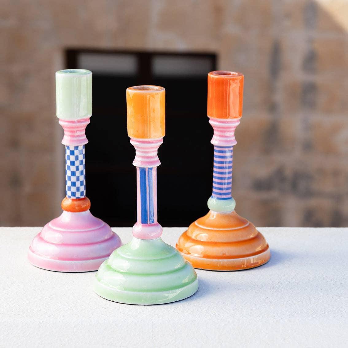 Enamel Candle Holder - Chequered (18cm) - Image 2