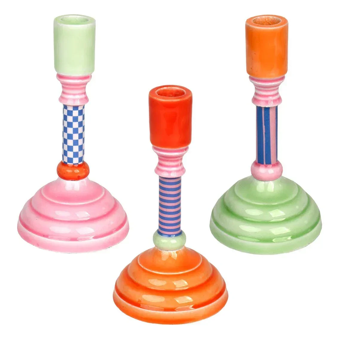 Enamel Candle Holder - Chequered (18cm) - Image 3
