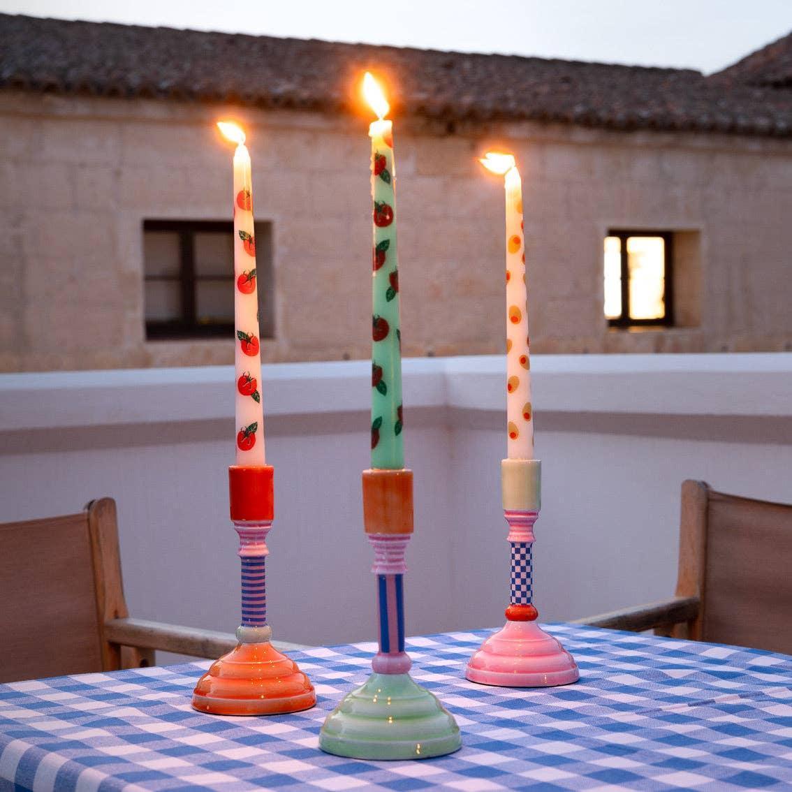 Enamel Candle Holder - Chequered (18cm) - Image 5