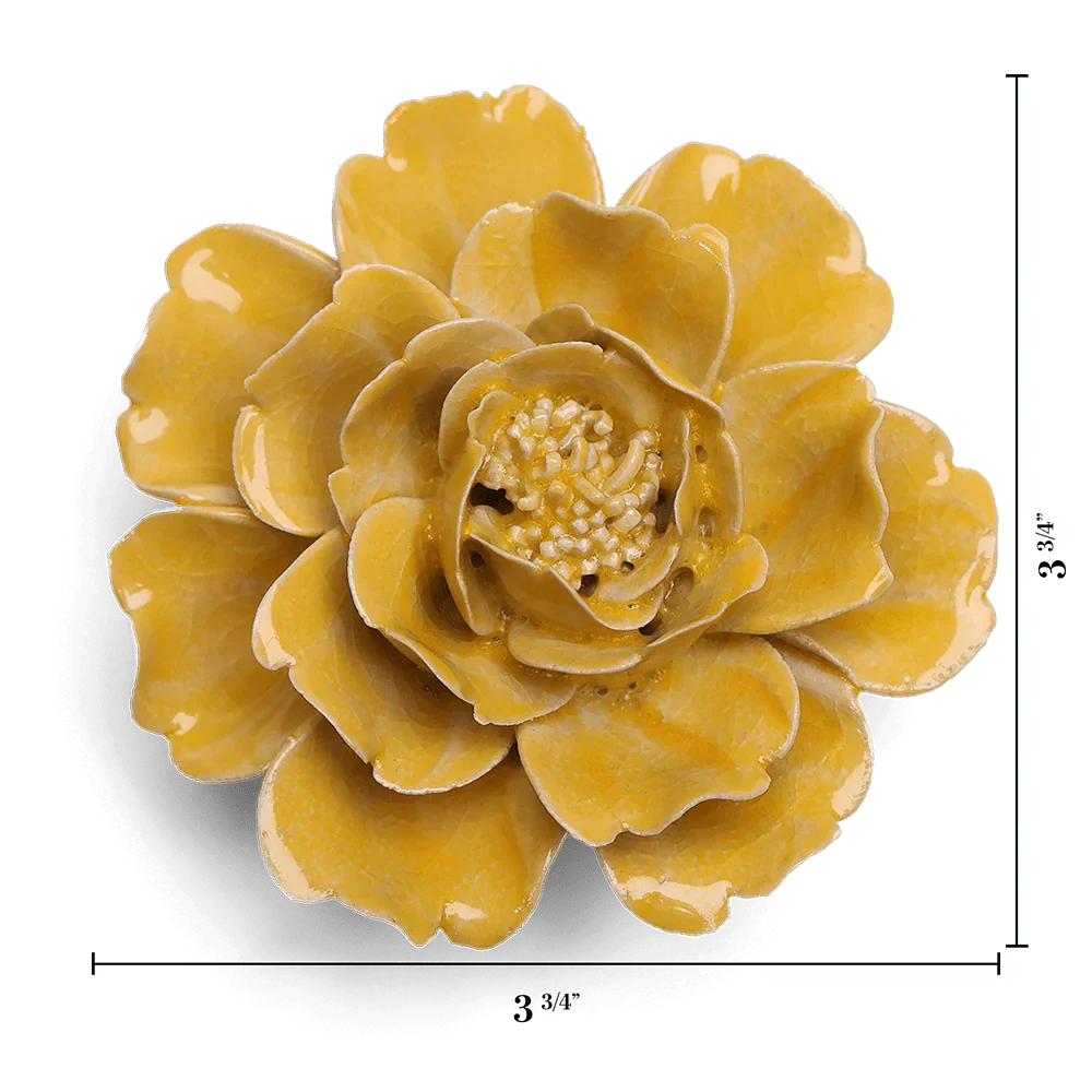 Chive - English Garden Ceramic Flower Burnt Yellow Rose - Image 2