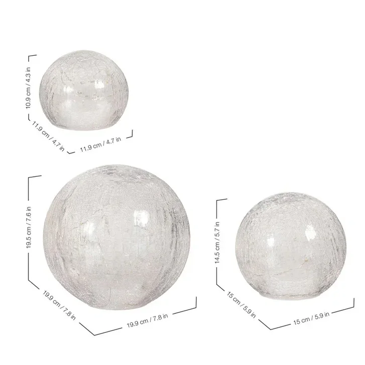 Evergreen Set of 3 LED Crackle Glass Finish Spheres - Image 4