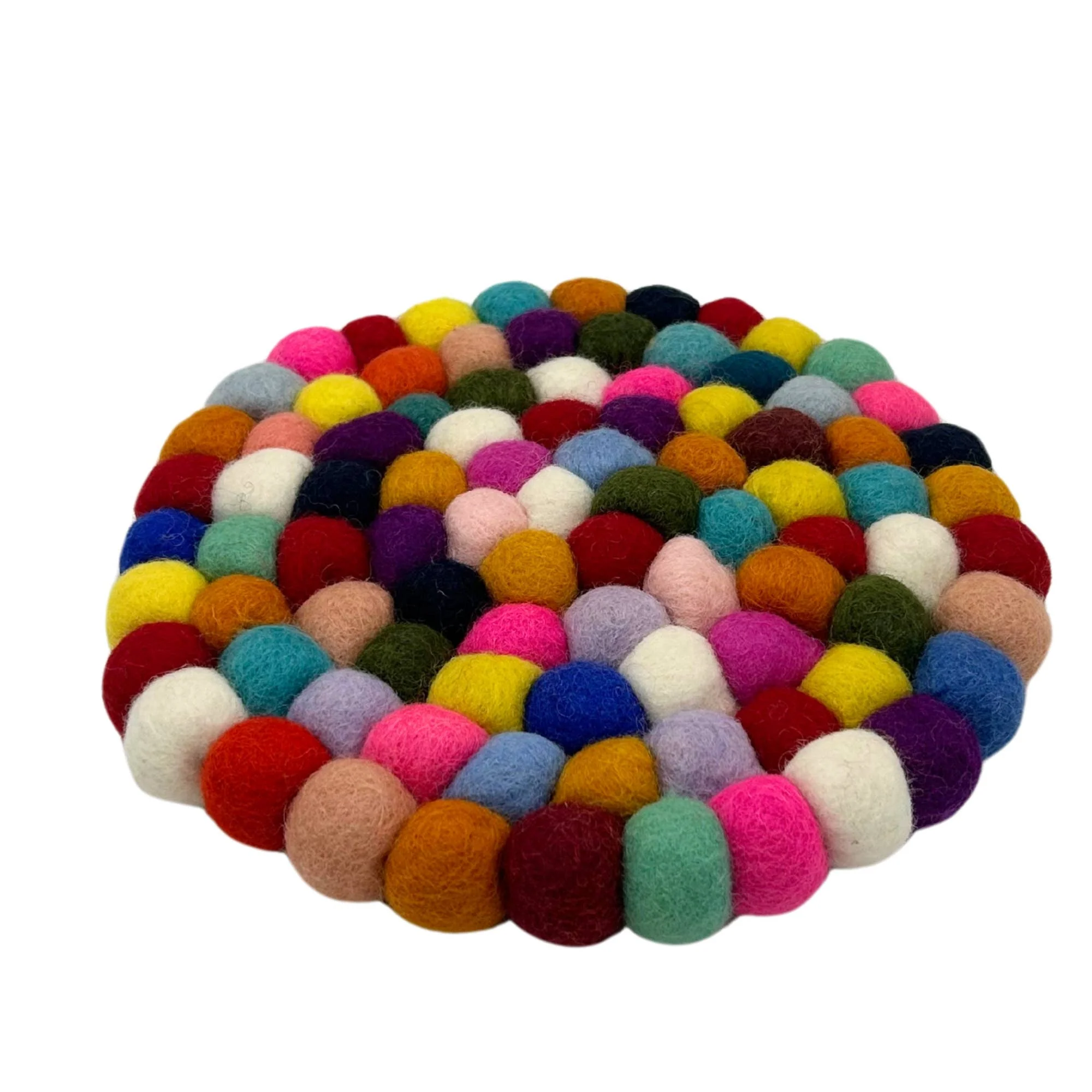 Ancient Wisdom - Felt Ball Round Coasters - 10cm Multi colour (set of 4) - Image 5