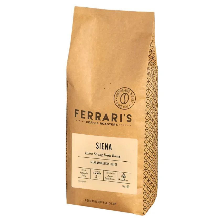 Ferraris Coffee Beans, Extra Strong, Dark Roast, Strength 5/5 - Siena (1kg)