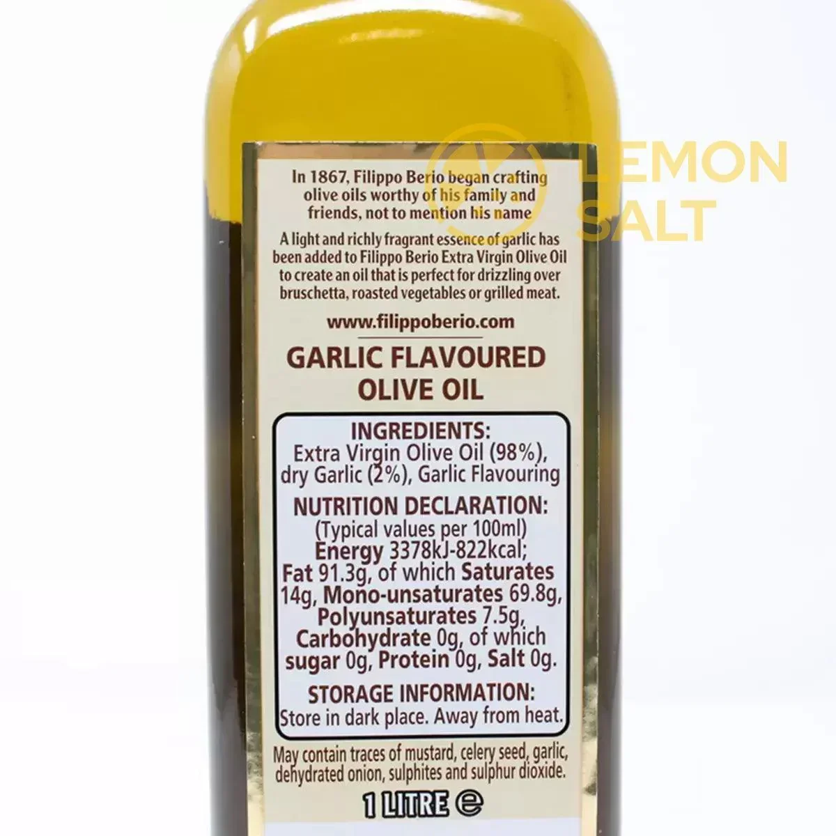 Filippo Berio Garlic Flavoured Olive Oil (1L) - Image 4